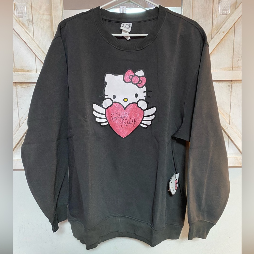 Hello Kitty Black Sweatshirt with Pink Heart
